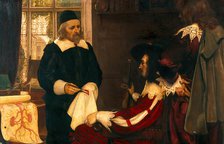 William Harvey demonstrating his theory of circulation of blood before Charles I, c1620s, 1910s. Creator: Ernest Board.