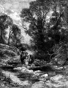 Birkett Foster's "Pictures of English Landscape": the Stepping-stones, 1862. Creator: Dalziel Brothers.
