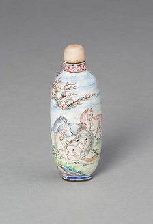 Snuff Bottle with Eight Horses of Mu Wang, Qing dynasty, Yongzheng reign (1722-1735). Creator: Unknown.