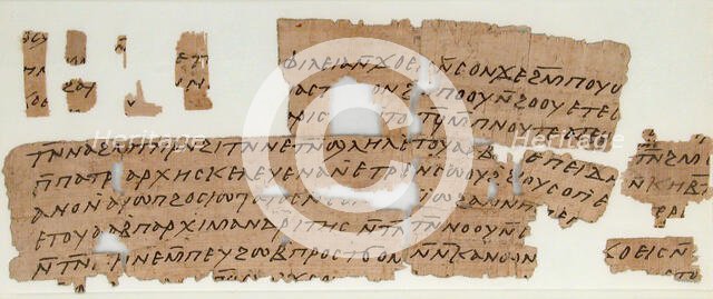Papyrus Fragments of a Letter from John and Pesenthius to Epiphanius, Coptic, 580-640. Creator: Unknown.