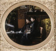 Portrait d'Alphonse Daudet (1840-1897) et son épouse (née Julie Allard, 1844-1940), dans..., 1883. Creator: Louis Montegut.