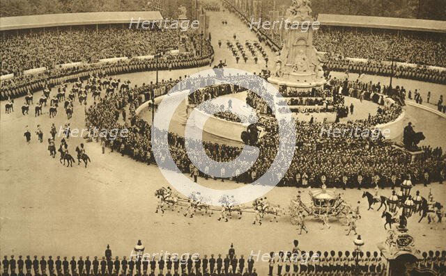 'The Coronation Procession Approaching The Mall', 1937. Creator: Photochrom Co Ltd of London.