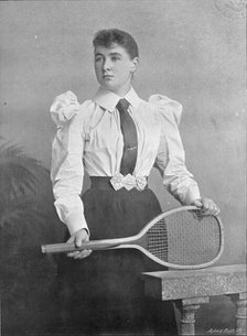 Portrait of the lawn tennis player Miss C Cooper, 1896. Creator: RE Ruddock.