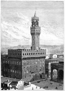The Piazza della Signoria, Palazzo Vecchio, Florence, Italy, 1882. Artist: Unknown