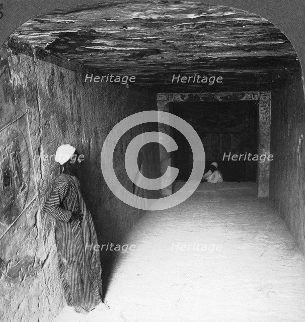 'Descending gallery in tomb of Sethos I, Thebes, Egypt', 1905.Artist: Underwood & Underwood