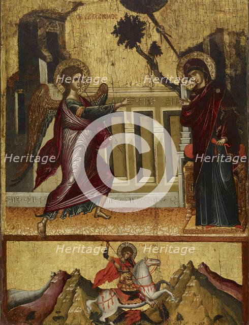Annunciation, Saint George Killing the Dragon, late 15th century. Creator: Unknown.