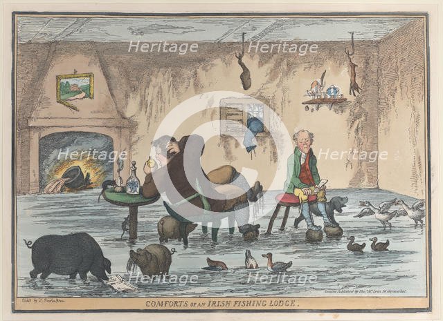 Comforts of an Irish Fishing Lodge, May 12, 1812., May 12, 1812. Creator: Thomas Rowlandson.