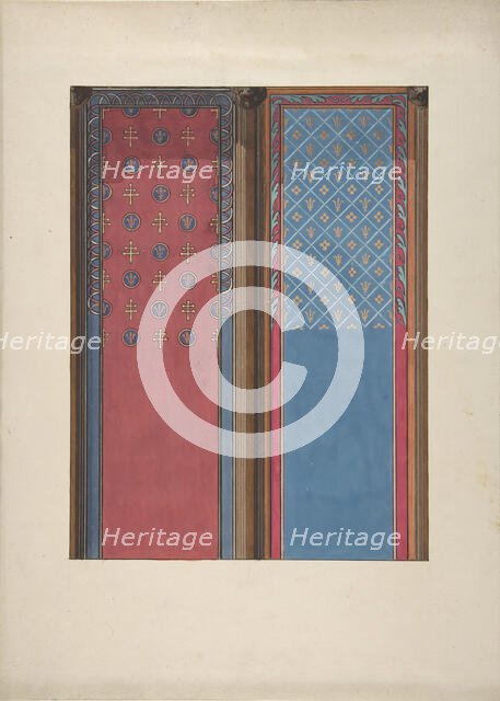 Design for the painted decoration of panels, second half 19th century. Creators: Jules-Edmond-Charles Lachaise, Eugène-Pierre Gourdet.
