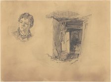 Head of a Boy; and the Entrance to a Shack, 1871. Creator: John Singer Sargent.
