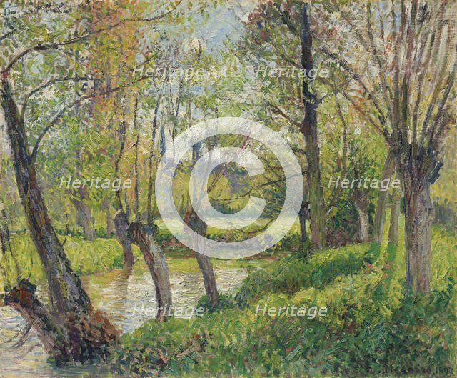 Bords de l'Epte à Êragny, soleil couchant , 1897. Creator: Pissarro, Camille (1830-1903).