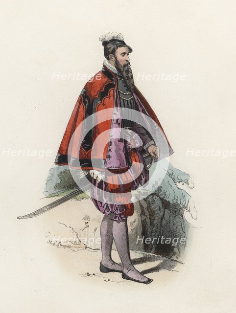 Great Swiss personage, in the modern age, color engraving 1870.