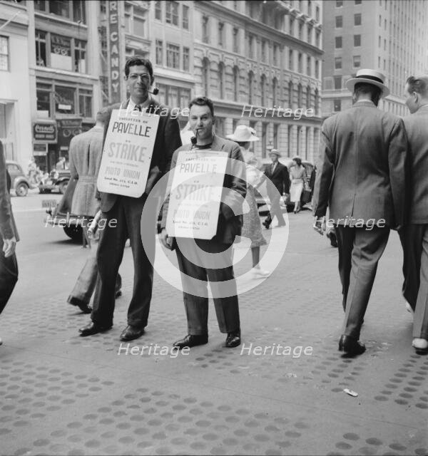 Firms being picketed, 42nd Street, New York City, 1939. Creator: Dorothea Lange.