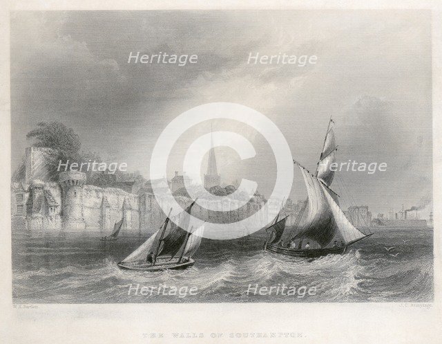 The walls of Southampton, Hampshire, 1841. Artist: JC Armytage.