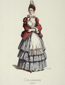 Commedia dell&#180;arte.  Chambermaid Colombine, costume image of Maurice Sand, 1862. Creator: Unknown.