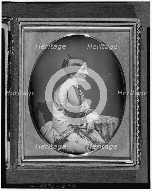 Ann Minerva "Nannie" Rodgers Macomb, three-quarter length portrait..., ca. 1850. Creator: Unknown.