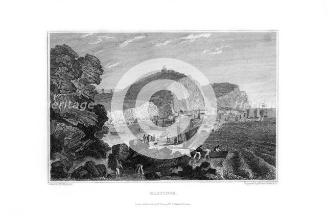 Hastings, East Sussex, 1829.Artist: Fenner, Sears & Co