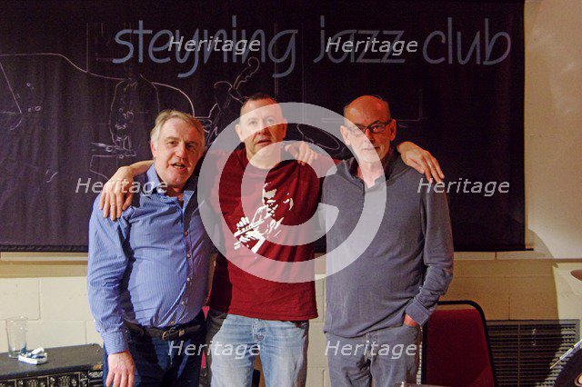 Gary Baldwin, Mike Bradley and Mick Hanson, Steyning Jazz Club, West Sussex, May 2016. Artist: Brian O'Connor.