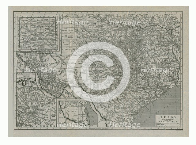 Map of Texas, USA, c1910s. Creator: Emery Walker Ltd.