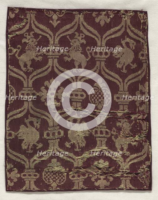 Fragment of Silk Damask, 16th century. Creator: Unknown.