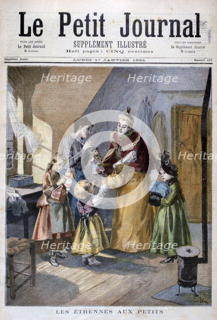 Children receiving New Year's gifts, 1894. Artist: Oswaldo Tofani