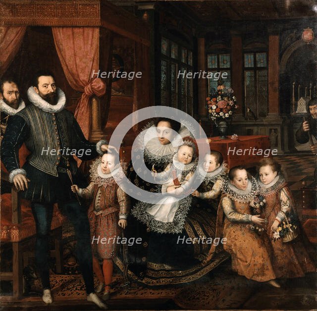 Portrait of Count Charles de Ligne, 2nd Prince of Arenberg (1550-1616) with his family, ca 1593. Creator: Pourbus, Frans, the Younger (1569-1622).