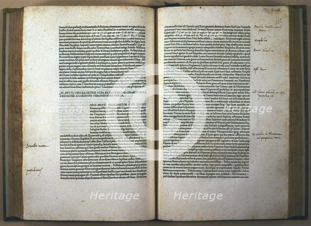 Pages of the work 'Parallelae, sive illustrium virorum' (Parallel lives), by Plutarch, 1478. Creator: Plutarch (50 a.C - 120 a.C.).