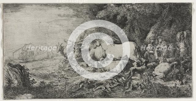 Noah and the Animals Entering the Ark, 1650-1655. Creator: Giovanni Benedetto Castiglione (Italian, 1609-1664).