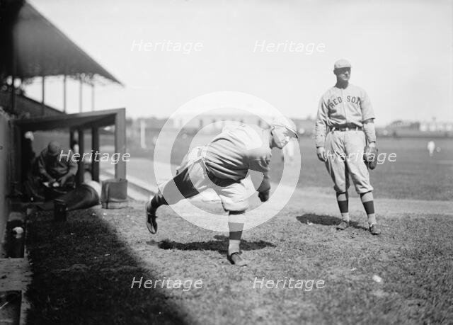 Thomas "Buck" O'Brien, Left; Unidentified, Right; Boston Al (Baseball), 1913. Creator: Harris & Ewing.