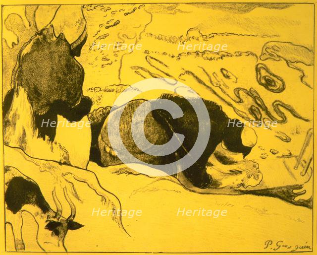 Washerwomen, from the Volpini Suite: Dessins lithographiques, 1889., 1889. Creator: Paul Gauguin.