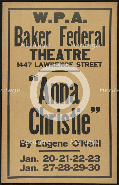 Anna Christie, Denver, 1938. Creator: Unknown.