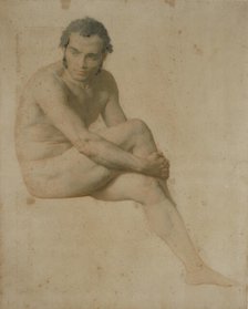 Seated male nude, probably 1850s. Creator: William Mulready.