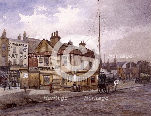 Vine Tavern, Mile End Road, Stepney, London, (c1883?) Artist: John Crowther