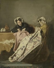 Two Ladies at their Sewing, c.1860-c.1882. Creator: Alexander Hugo Bakker Korff.