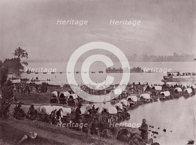 Wagon Train at Port Royal, Rappahannock River, 1861-65. Creator: Andrew Joseph Russell.