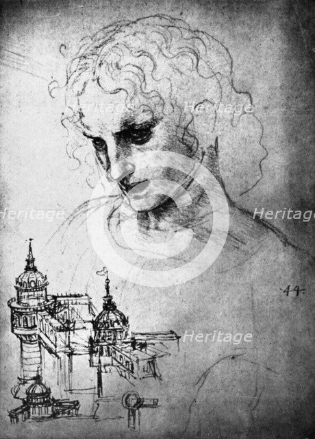 Study for the head of St James and an architectural drawing, 15th century (1930).Artist: Leonardo da Vinci