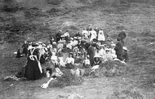 A sewing class from Peniel Chapel, Aberaeron on the top of Trichrug in 1907.  Creator: Unknown.