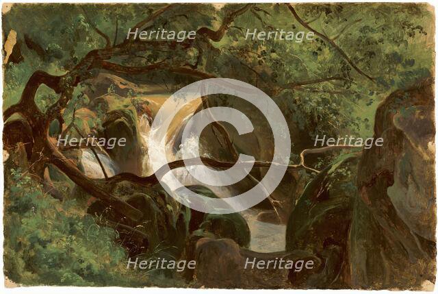 Forest Interior with a Waterfall, Papigno, 1825/1830. Creator: André Giroux.