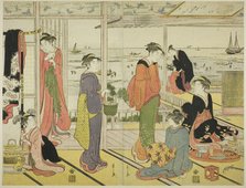 In a Pleasure House in Shinagawa (Shinagawa no rojo), late 18th-early 19th century. Creator: Hosoda Eishi.