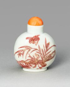 Snuff Bottle with Geese and Reeds, Qing dynasty (1644-1911), 1800-1900. Creator: Unknown.