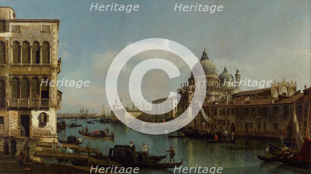 View of the Grand Canal: Santa Maria della Salute and the Dogana from Campo Santa..., about 1743. Creator: Bernardo Bellotto.