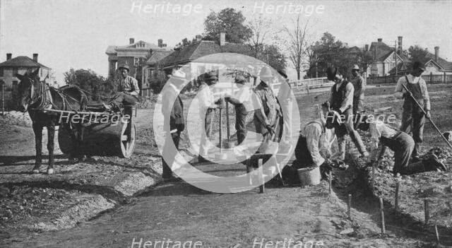 Road-building by Tuskegee students, 1904. Creator: Frances Benjamin Johnston.