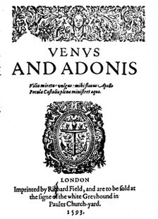 'Shakespeare's First Published Work - 1st Edition of Venus and Adonis', 1593, (1946). Artist: Unknown.