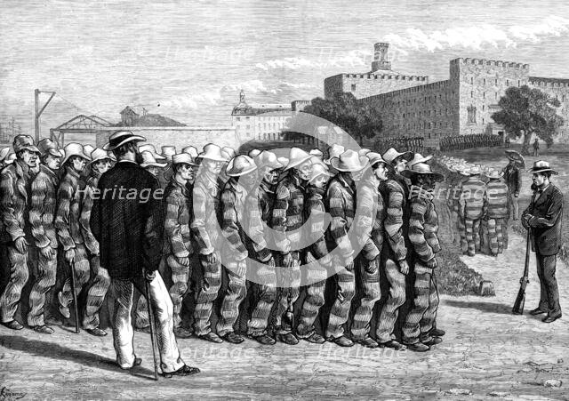 American Sketches: Prison Life on Blackwell's Island - No. 1. returning from work, 1876. Creator: Felix Elie Regamey.