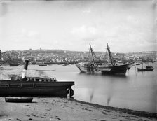 View from the pier of Falmouth, Cornwall, c1860-c1922; with boats moored in the foreground. Artist: Henry Taunt