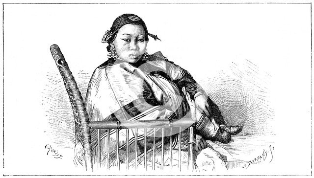 Woman with bound feet, China, 19th century. Artist: E Ronjat