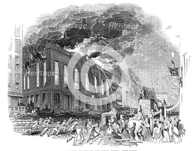 Burning of the Washington Hotel, New York, 1844. Creator: Unknown.