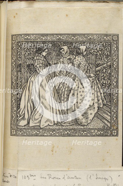 Women at garden steps, wood engravings of Lucien Pissarro, c1885-1940. Artist: Lucien Pissarro.