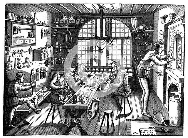 The studio of Etienne Delaune, 1576, (1870).Artist: Etienne Delaune