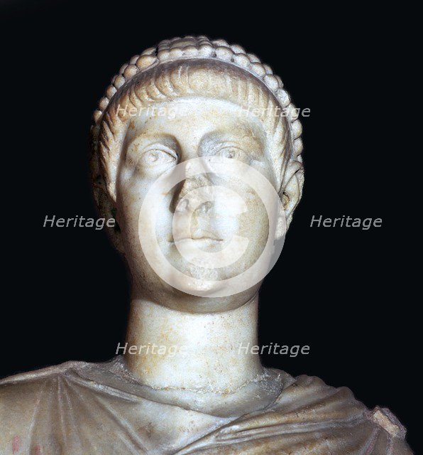Detail of a marble statue of Valentinian II, 4th century. Artist: Unknown