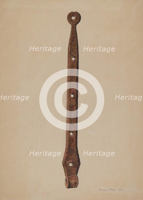 Strap Hinge for Door, 1939. Creator: Herman O. Stroh.
